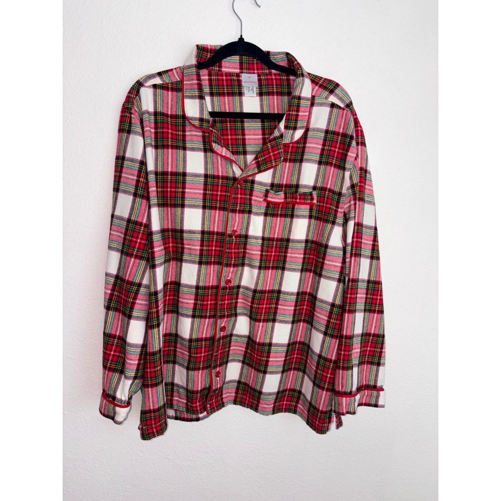 Hanna Andersson Pajama Top Women XL Red Plaid Excellent Organic Cotton Flannel
